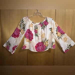 Billabong Tropical Floral Crop Blouse Off the Shoulder NWOT